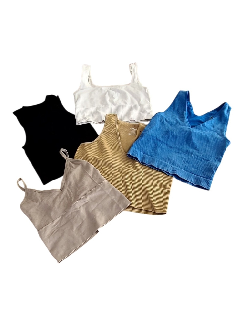 JoyLab Mixed Color Tank Top Bundle - Black, White, Blue, Tan, Taupe